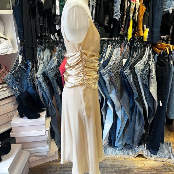 Vintage 90s silk drapped surplis wrap Dress - Picture 3 of 5